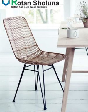 Dining chair iron Furniture with natural rattan