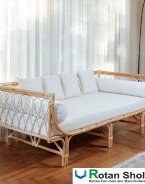 Sofa Bed 3 Seater Natural Rattan