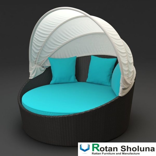Sofa Bed Daybed Rattan Blue