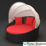 Sofa Bed Daybed Rattan Blue