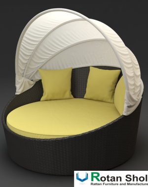 Sofa Bed Daybed Rattan Yellow