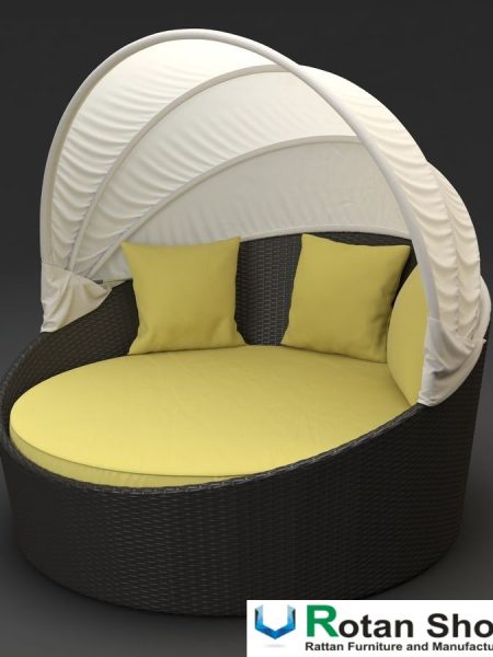 Sofa Bed Daybed Rattan Yellow