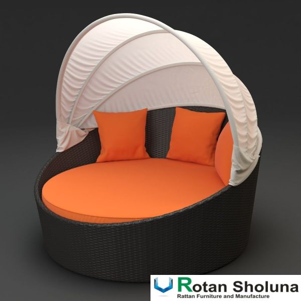 Sofa Bed Daybed Rotan Orange